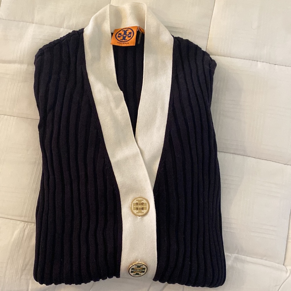 Tory Burch Navy and Ivory cardigan